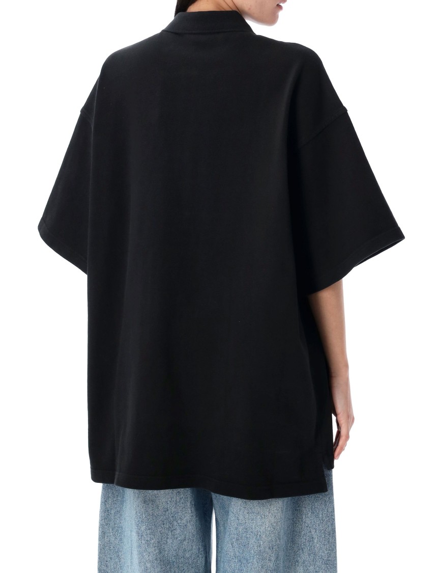 Alexander Wang Black Oversized Polo Tee In Black