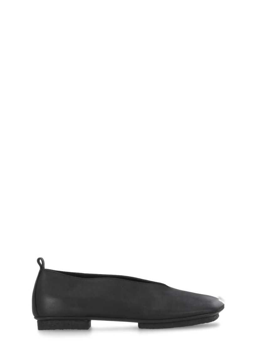 Shop Uma Wang Black Smooth Leather Ballet Shoes