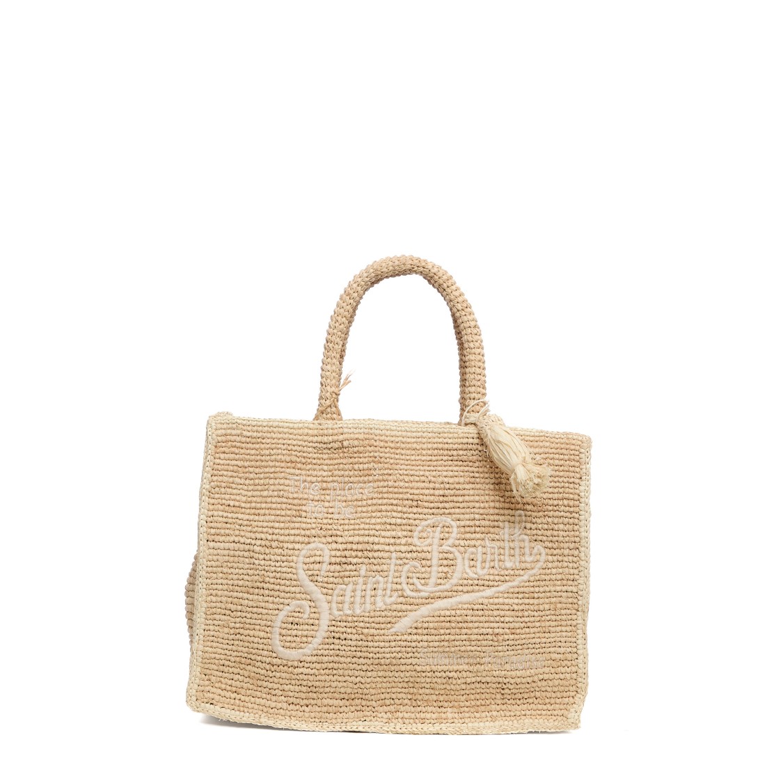 Mc2 Saint Barth Natural/beige Raffia Colette Bag In With Embroidery