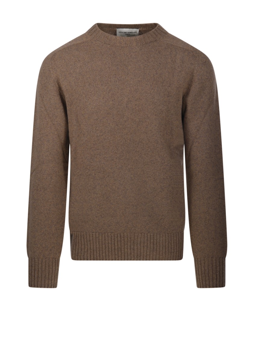 Shop Officine Generale Seamless Brown Sweater