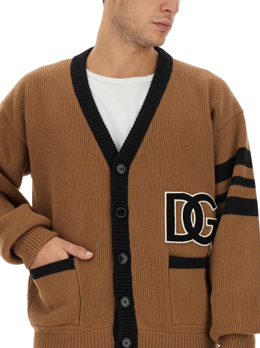 Shop Dolce & Gabbana English Rib Wool Cardigan In Brown