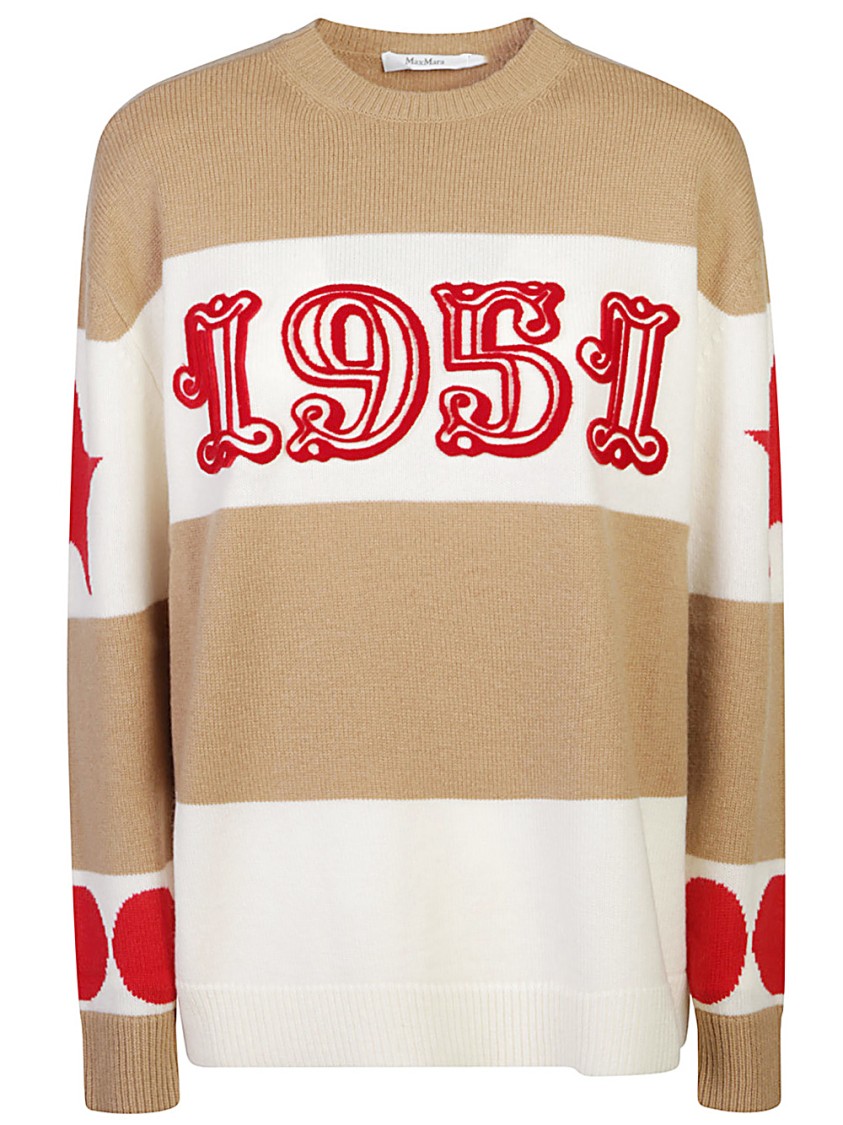 Max Mara Light Brown Dirce 1951-motif Striped Jumper In Brown