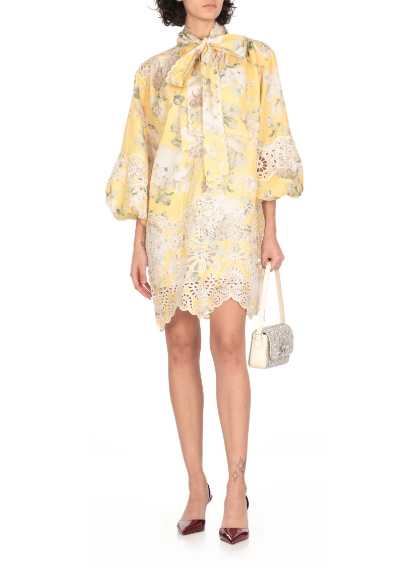 Shop Zimmermann Acacia Broderie Tie Dress In Neutrals