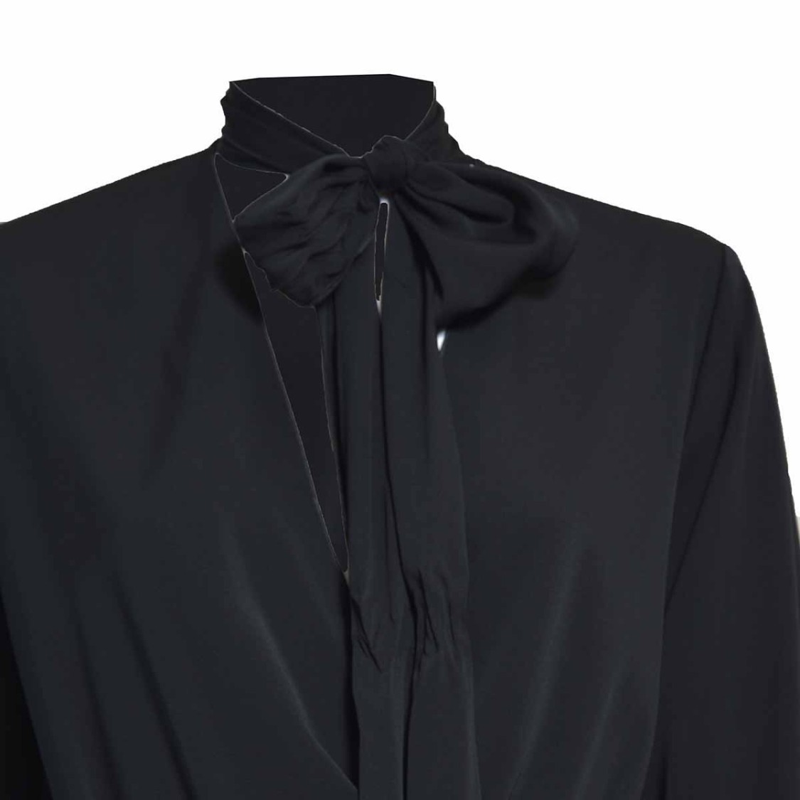 Sportmax Wrap V-neck Bodysuit With Tie Collar In Black