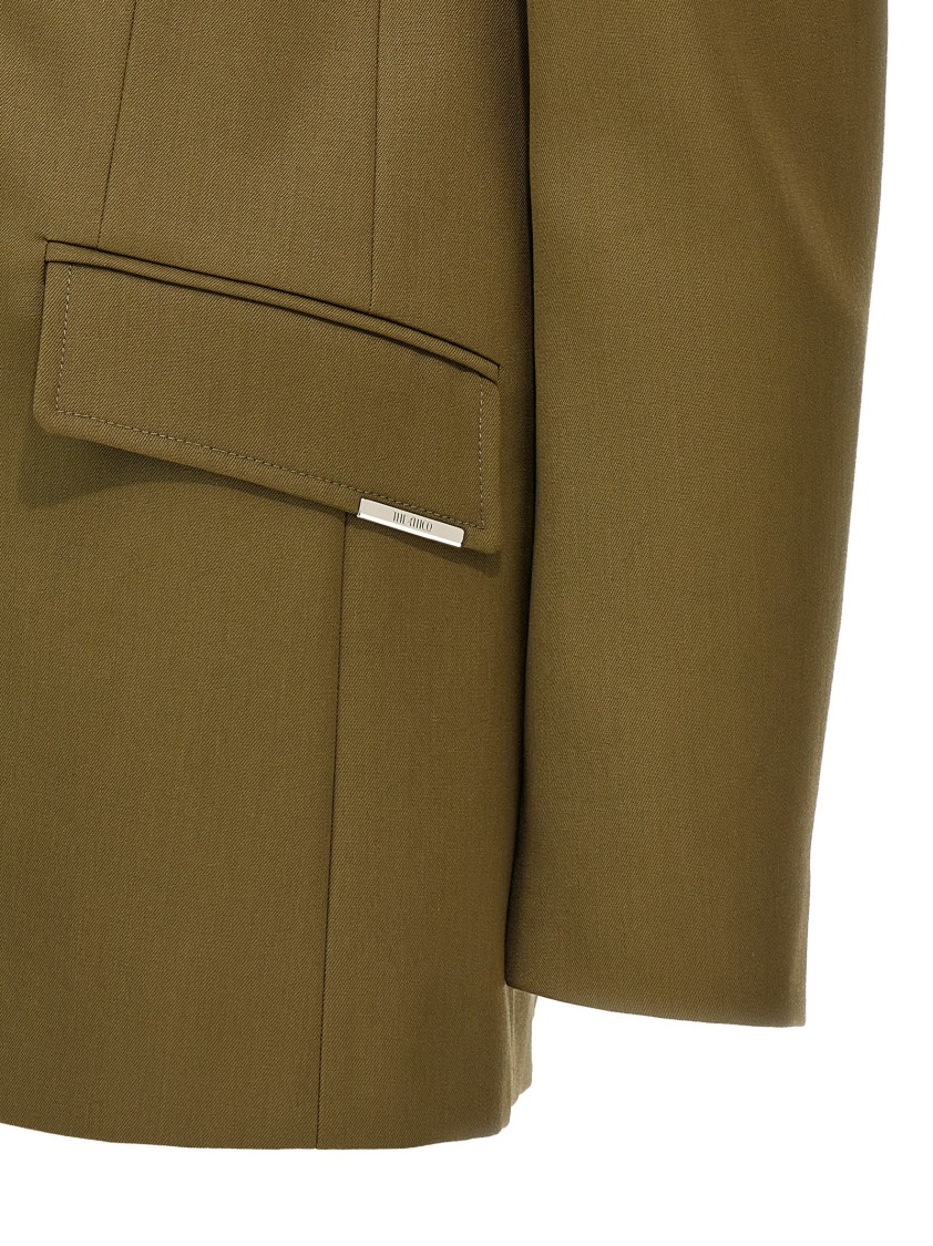 Attico Green Jacket With Asymmetric Closure On The Front In Green