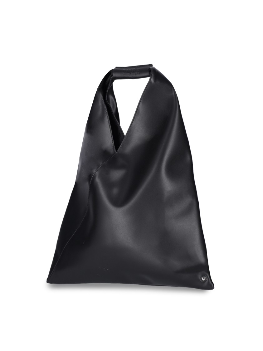 Mm6 Maison Margiela Mm6 By Maison Margiela Black Faux Leather Small "japanese" Tote Bag In Black
