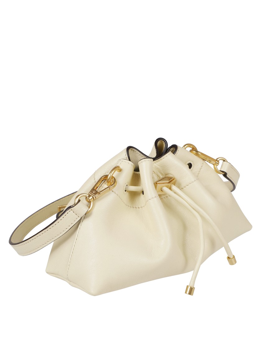 Jimmy Choo Structured Leather Drawstring Bag In Neutral