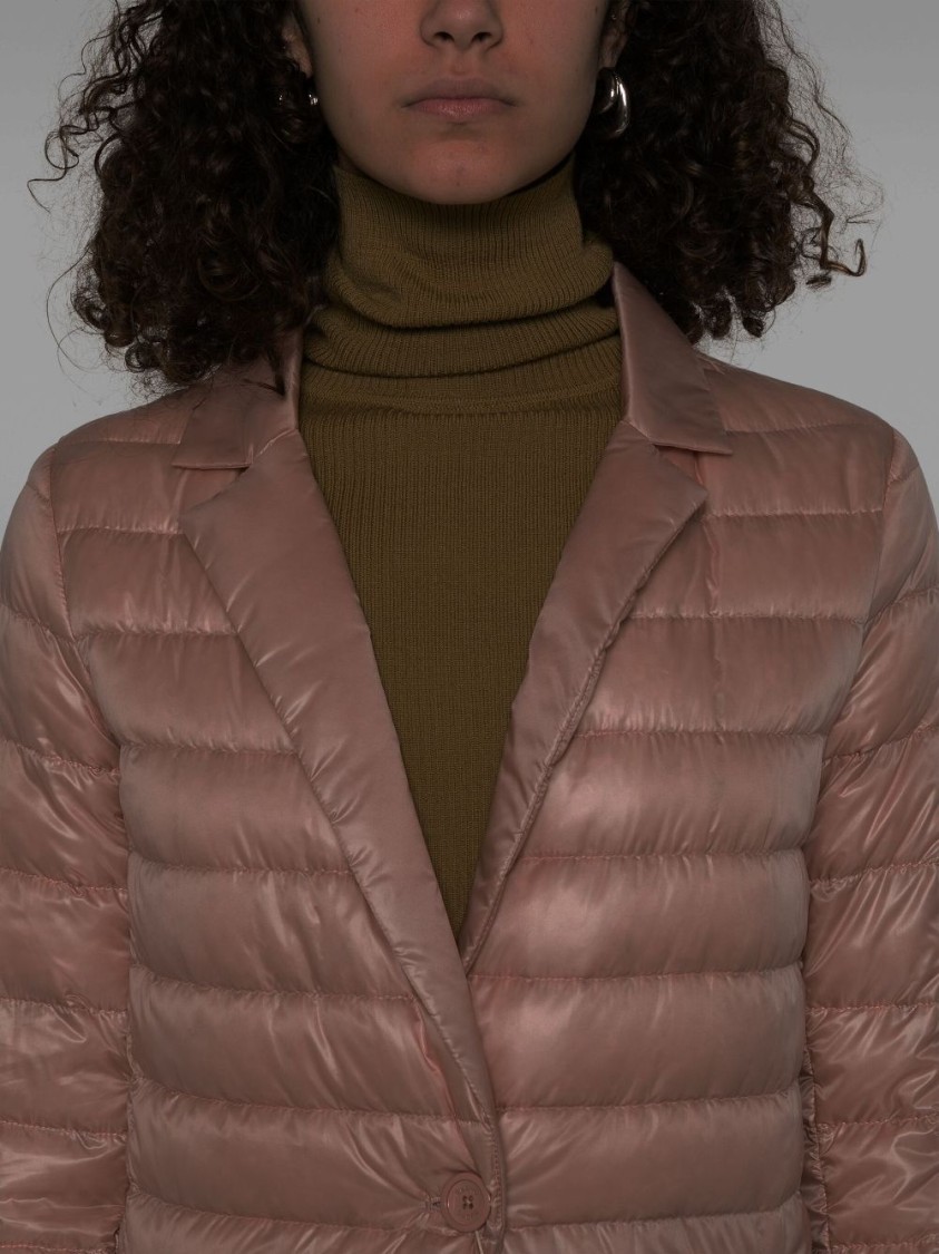 Herno Quilted Single-breasted Blazer With Shiny Finish In Pink
