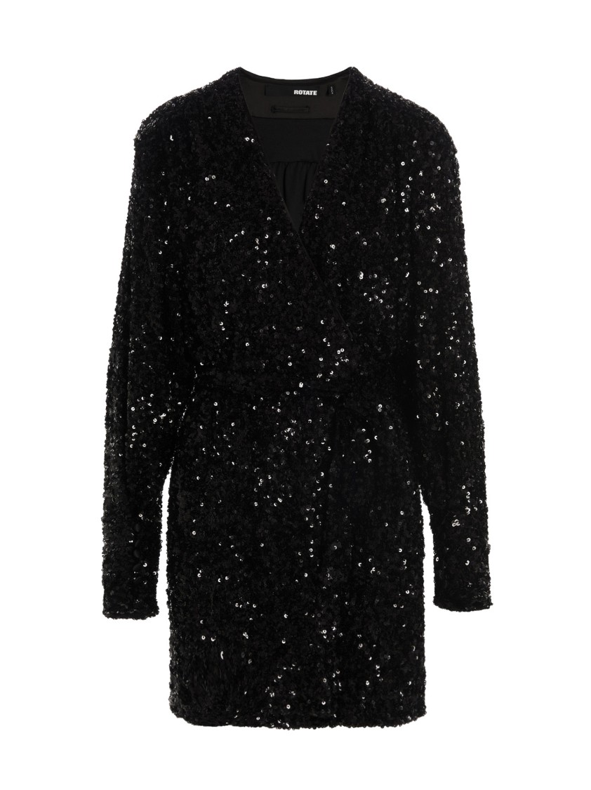 Rotate Birger Christensen All-over Sequin Minidress With Wallet Style In Black