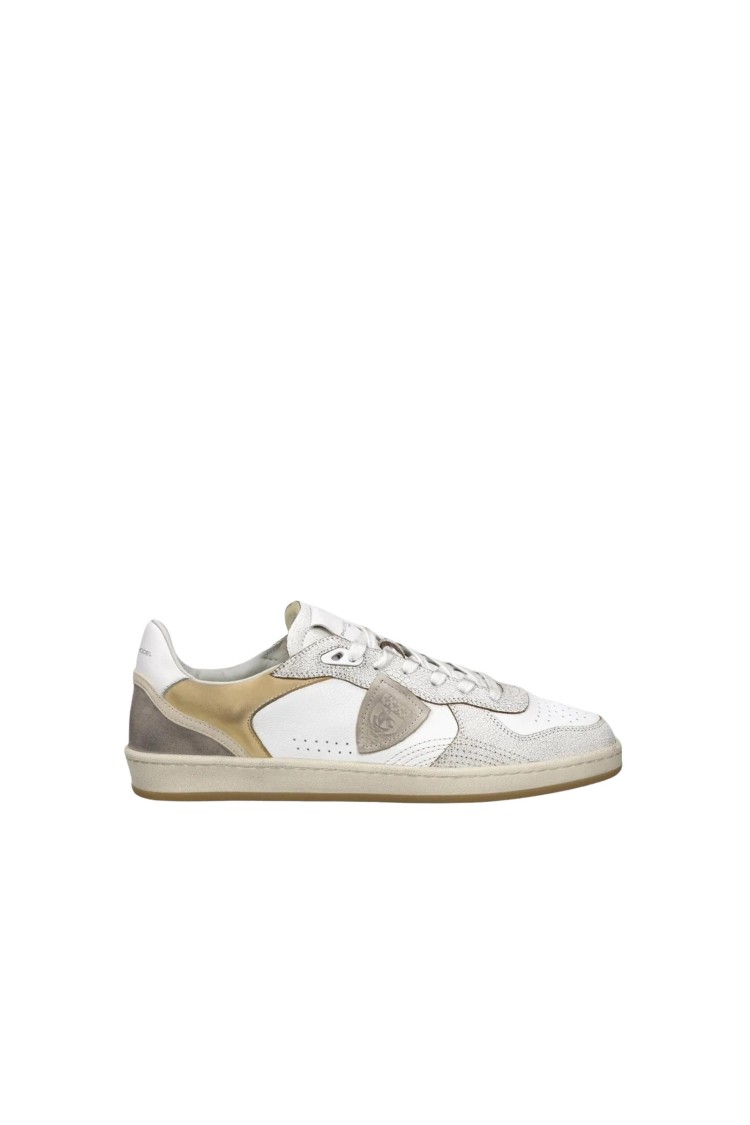 Philippe Model Veau Crackle Blanc Sable Sneakers In White