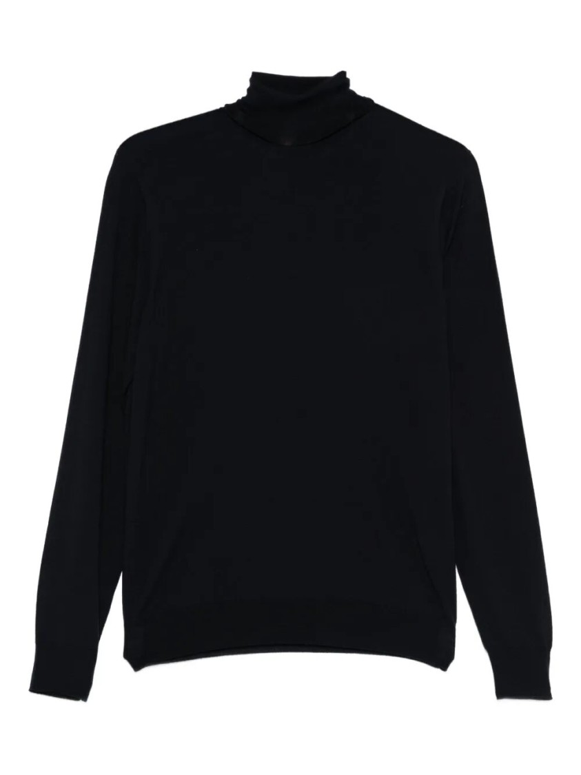 Drumohr Turtleneck Merino Wool Sweater With Long Sleeves In Black