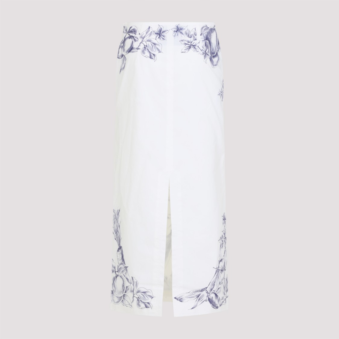 Moschino Maxi Skirt With Whimsical Floral Character Illustration In White