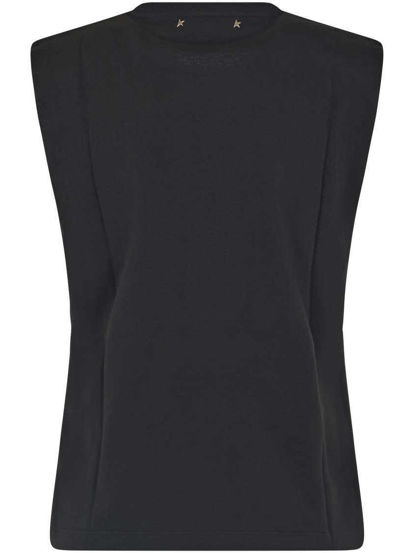 Golden Goose Sleeveless Slim-fit Top With Beaded Embroidery In Black