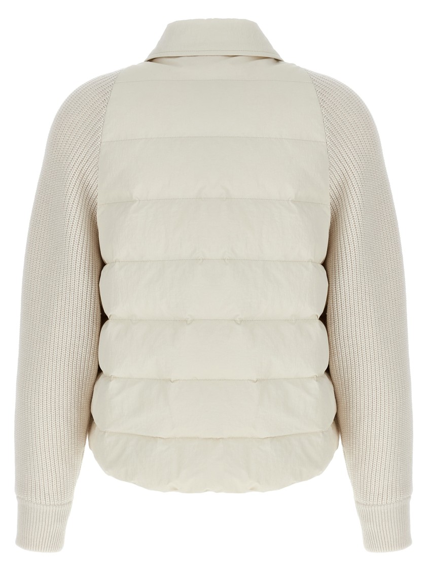 Brunello Cucinelli Two-material 'shiny Flap Detail' Down Jacket