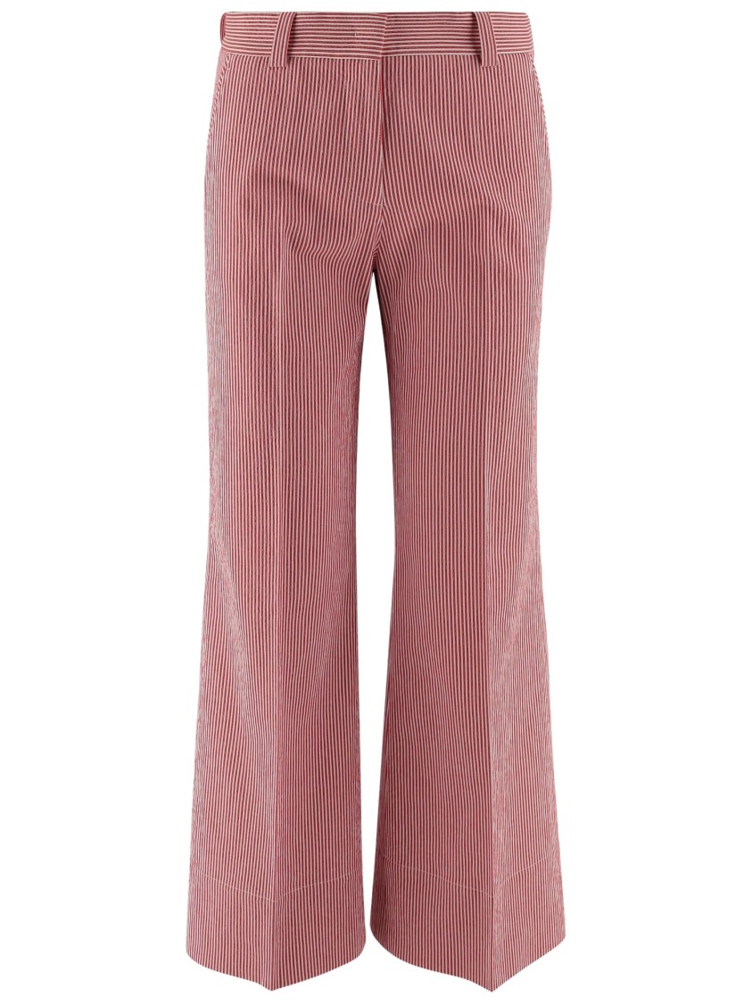 Shop Ql2 Cotton Blend Pants With Striped Pattern In Pink