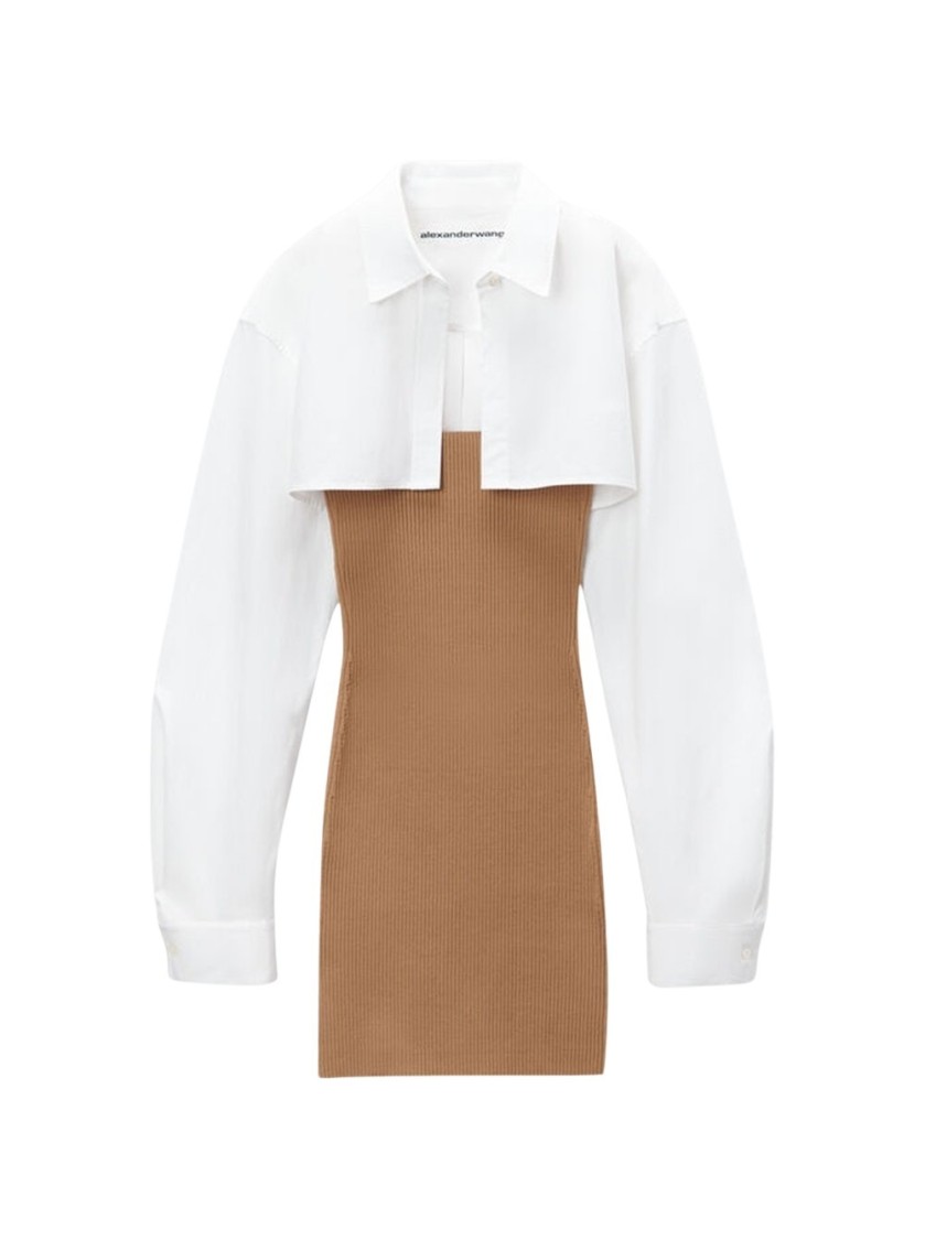Alexander Wang Pre-styled Cropped Cami And Button Up Dress In White