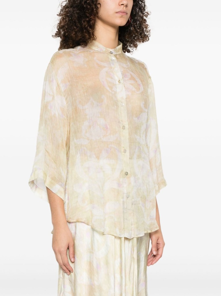 Shop Forte Forte Beige Silk-linen Shirt
