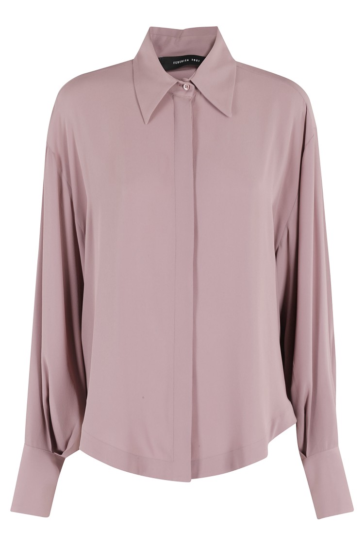 Shop Federica Tosi Over Crepe De Chine Shirt In Pink