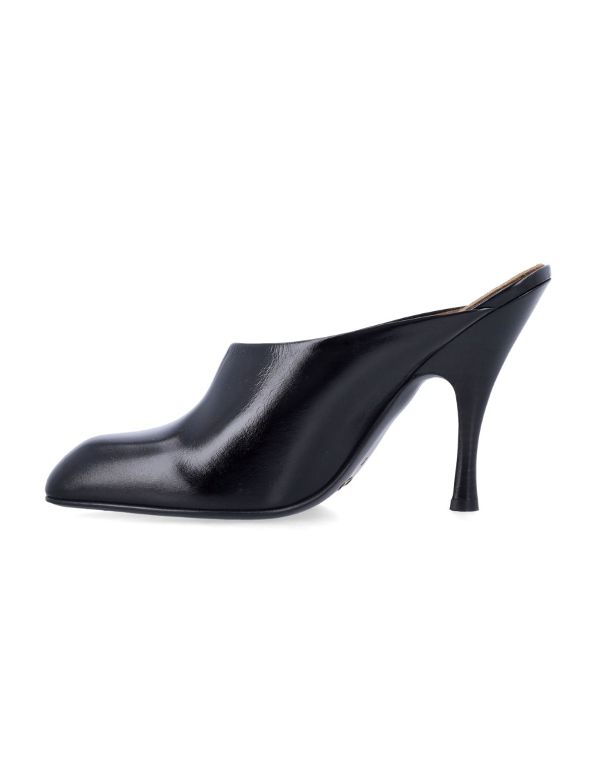 Khaite Black Glazed Leather Colt Mule In Black