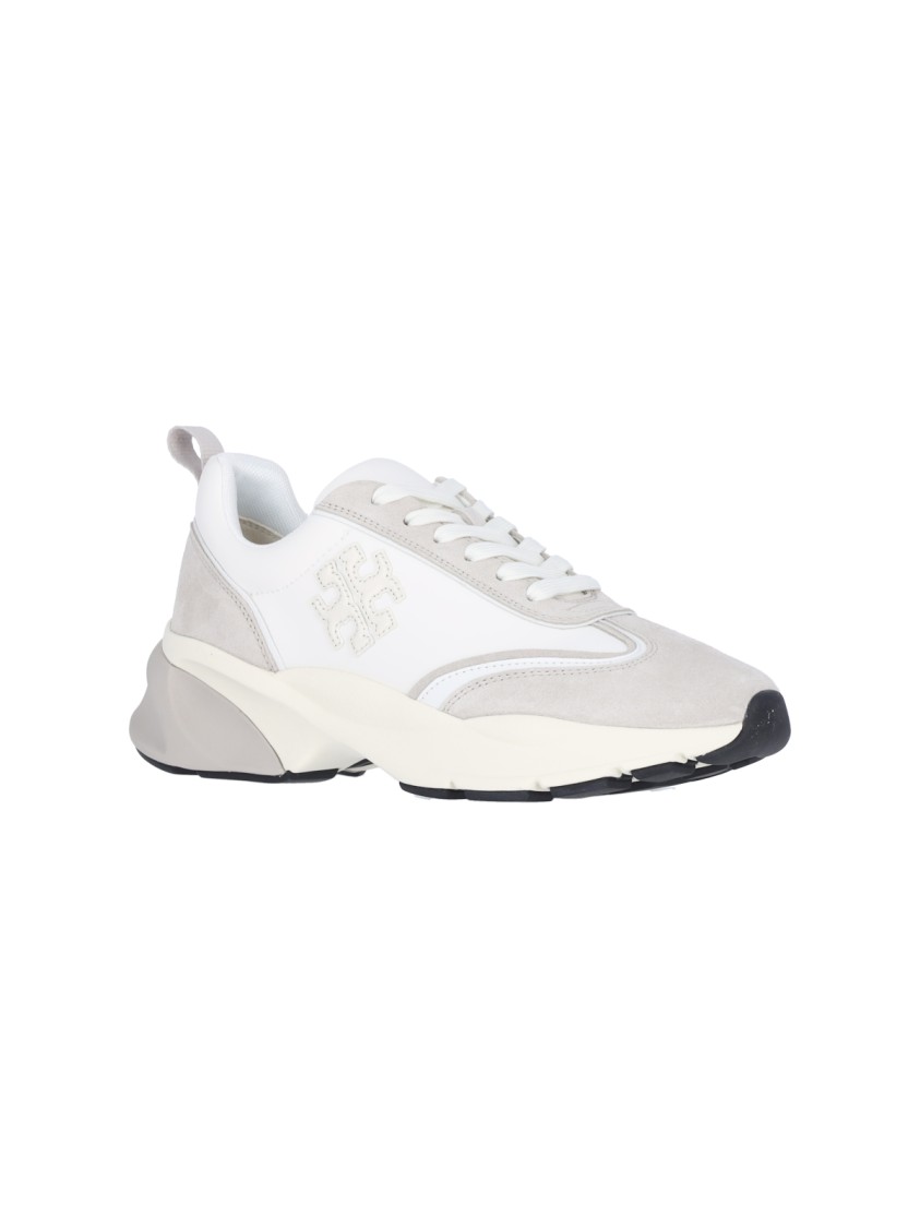 Shop Tory Burch White Leather 'good Luck' Sneakers – White
