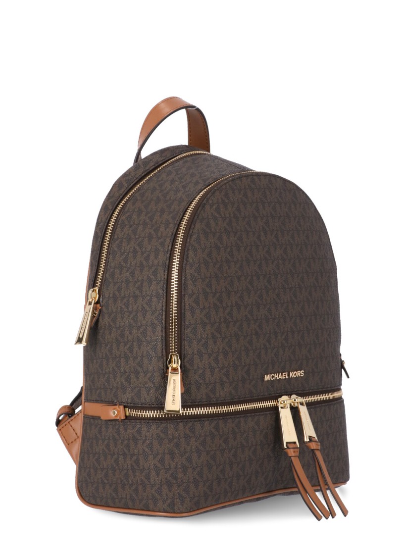 Michael Michael Kors Rhea Logo Monogram Medium Backpack In Brown