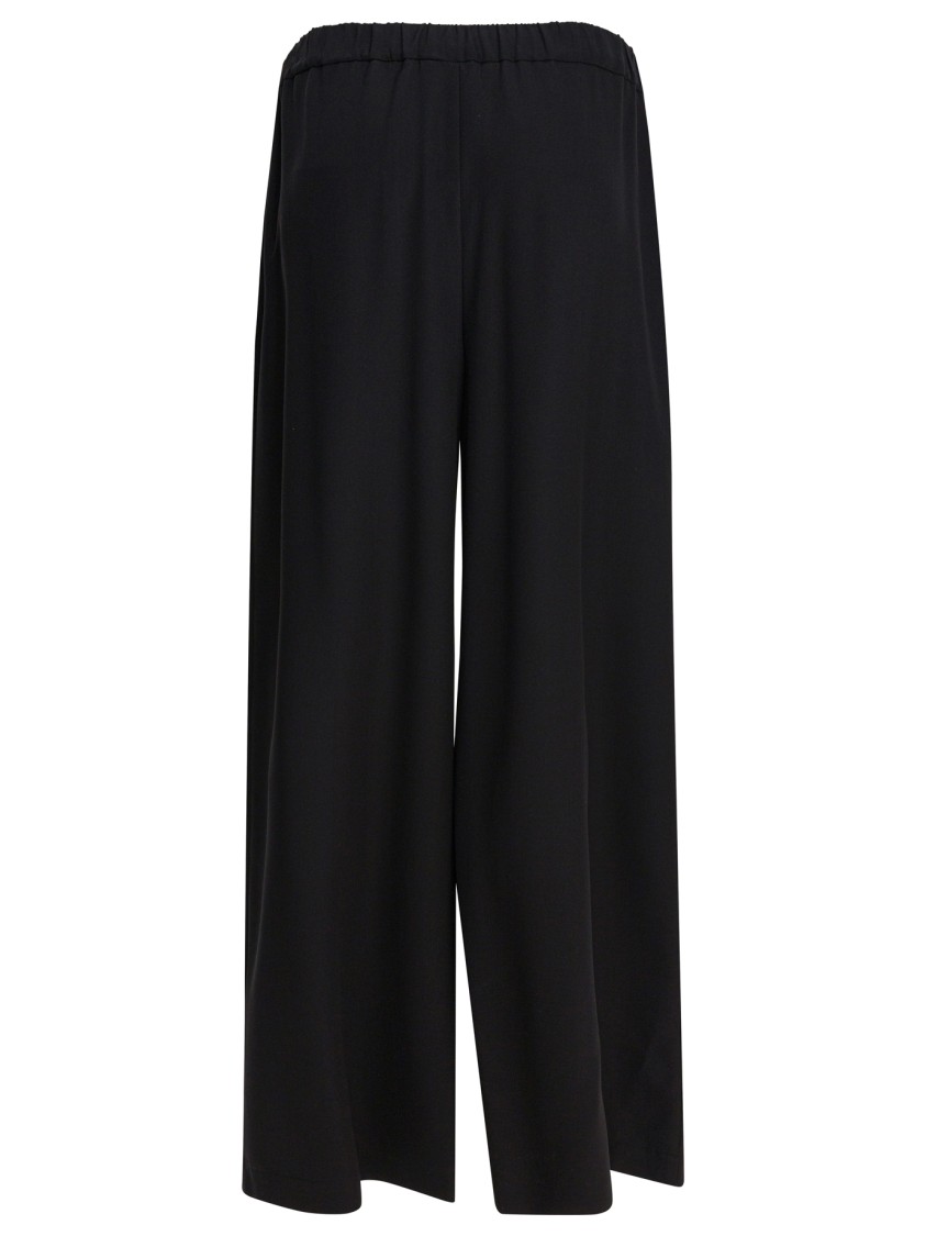 Max Mara Elastic Waistband Wide Leg Trousers In Black