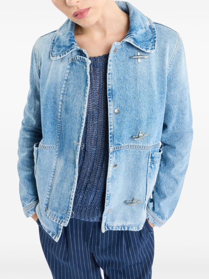 Fay Light Wash Denim Jacket With Vintage Appeal In Blue