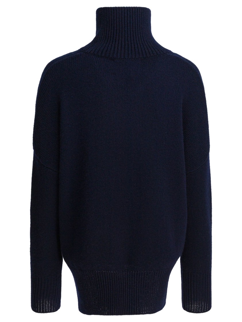 Lisa Yang High Ribbed Turtleneck Cashmere Sweater In Blue