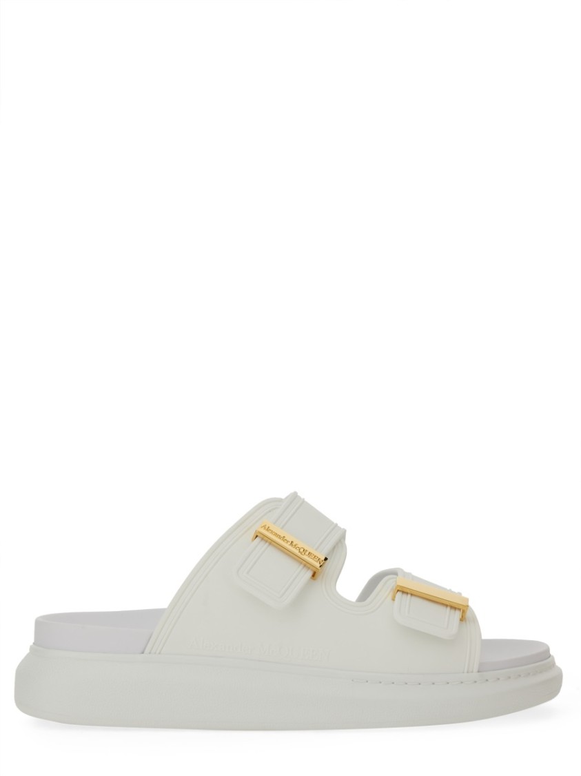 Alexander Mcqueen Hybrid Double-strap Rubber Slides In White