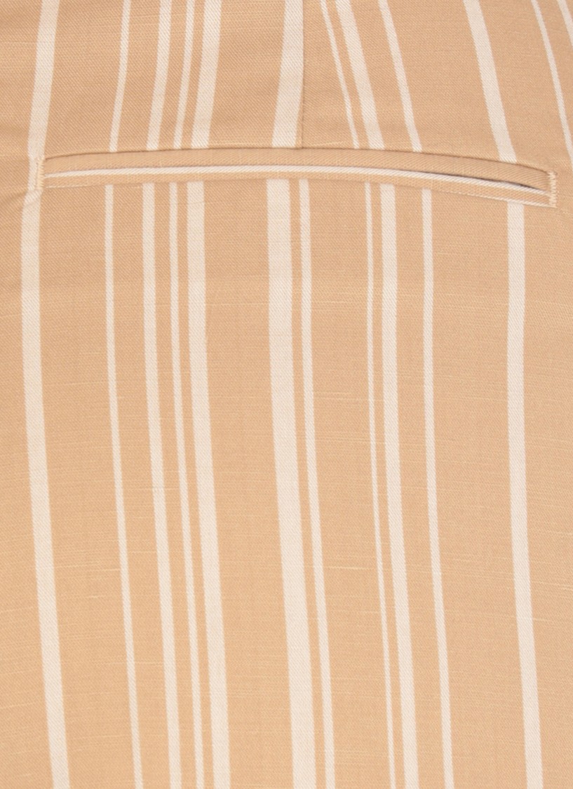 Pt Torino Beige Cotton And Linen Cropped Pants In Neutrals