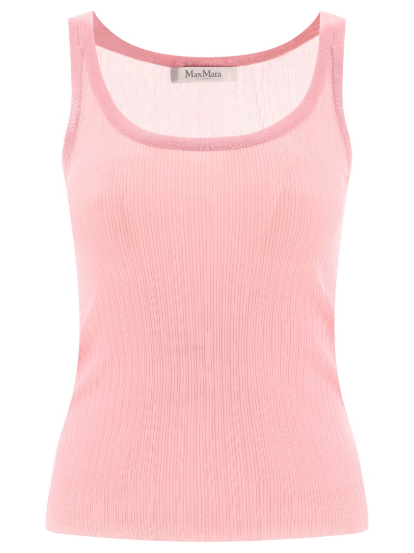 Max Mara "bastia" Ribbed Silk Tank Top In Pink