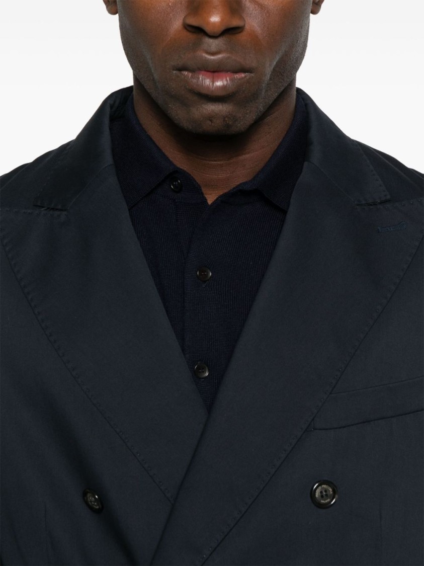 Paolo Pecora Double-breasted Tailored Jacket With Sharp Lapels In Black