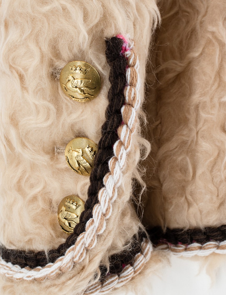 Shop Etro Crewneck Jacket With Fur Effect