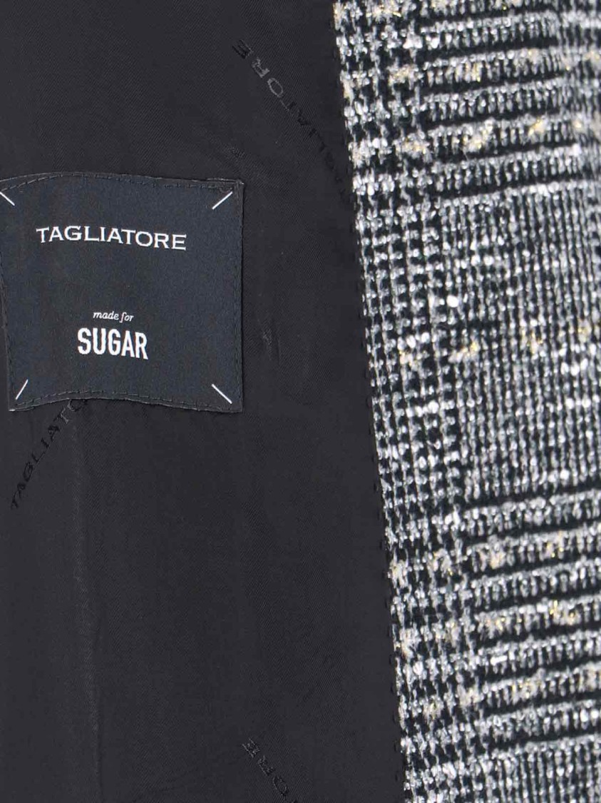 Tagliatore Tailored Double-breasted Jacket With Textured Plaid Pattern In Gray