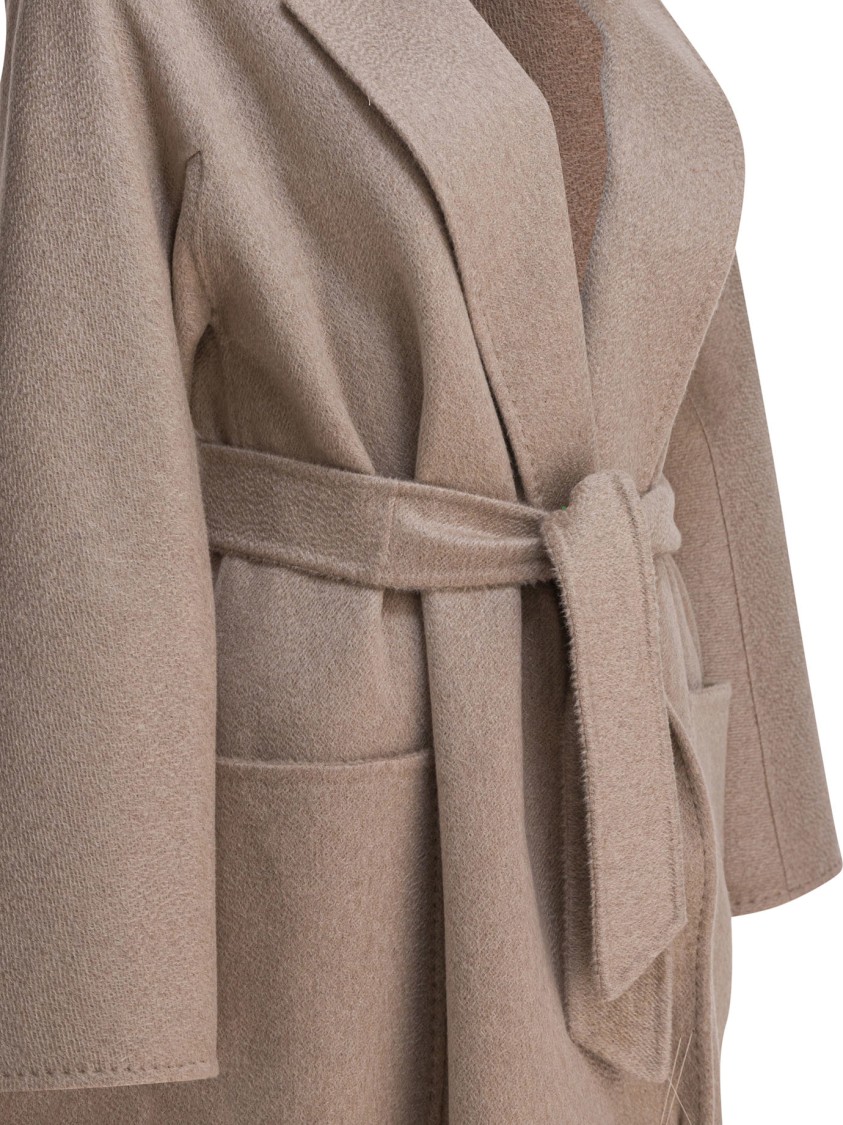 Max Mara Waist Belted Long Sleeves Front Pockets Lapels In Neutral