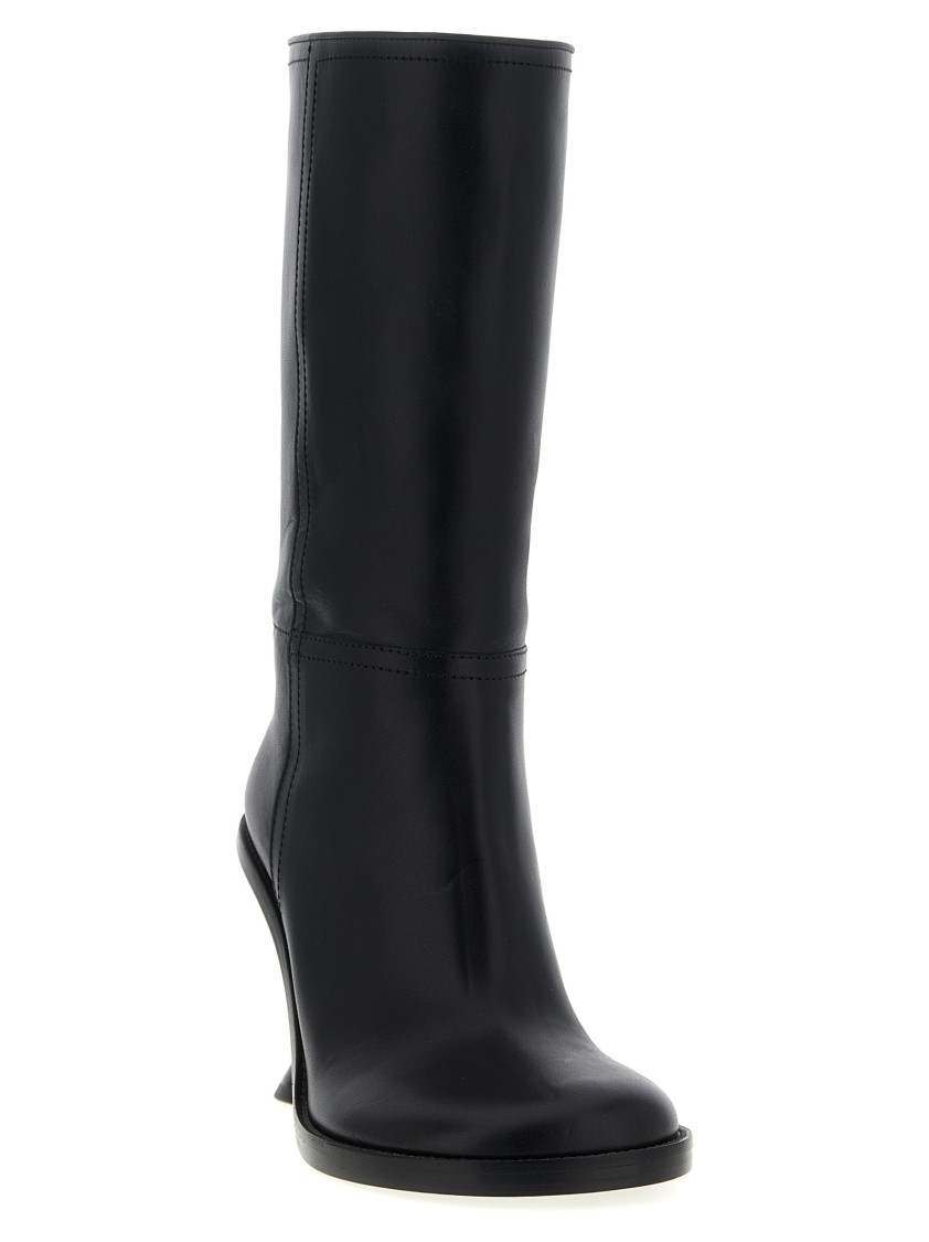 Dries Van Noten Curved Wedge Heel Boots In Black