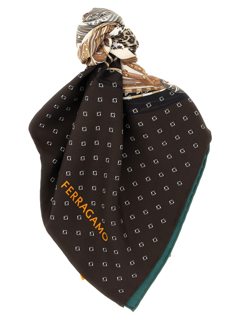 Ferragamo 'madras' Print Scarf In Black