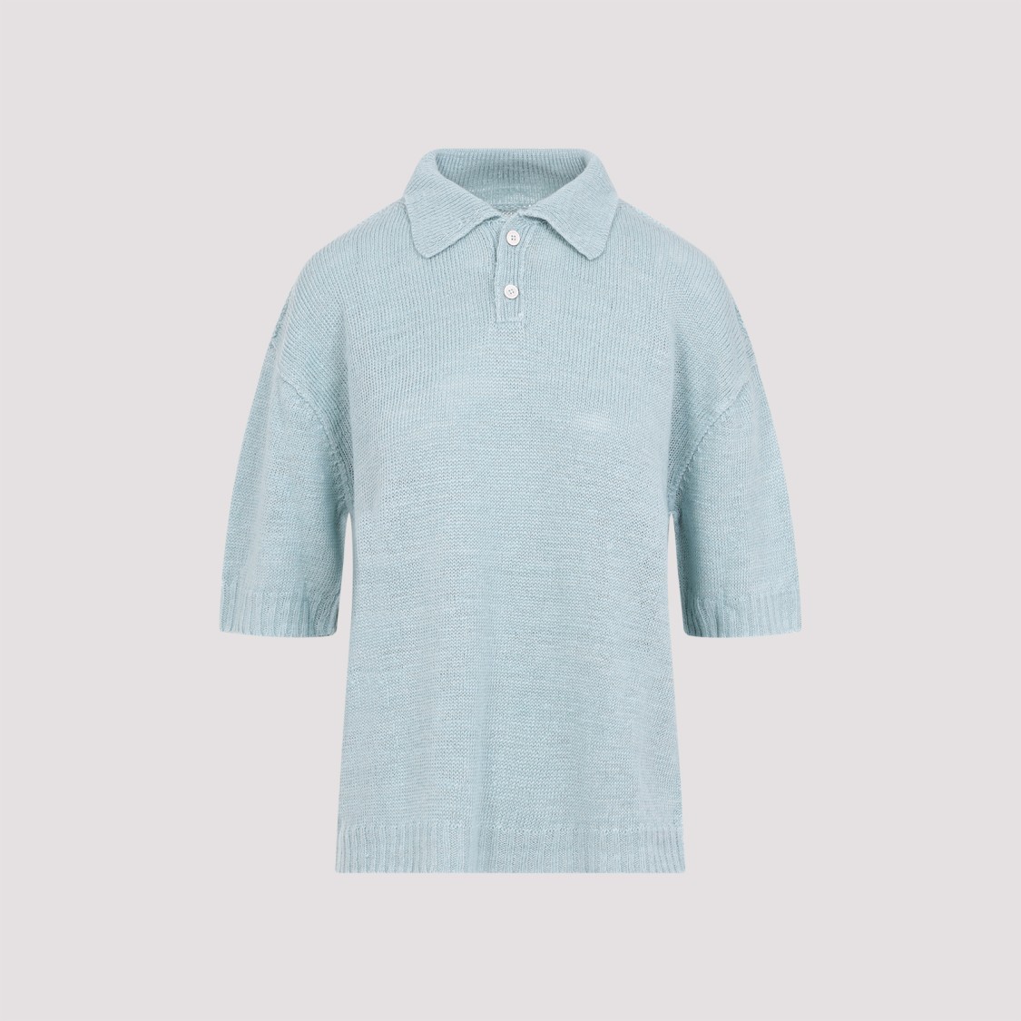 Maison Margiela Short-sleeved Knitted Polo Top In Grey