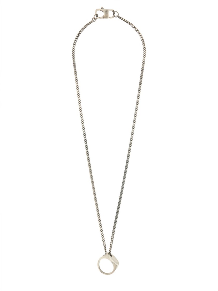 Shop Mm6 Maison Margiela Mm6 By Maison Margiela Brass Necklace With Ring Pendant
