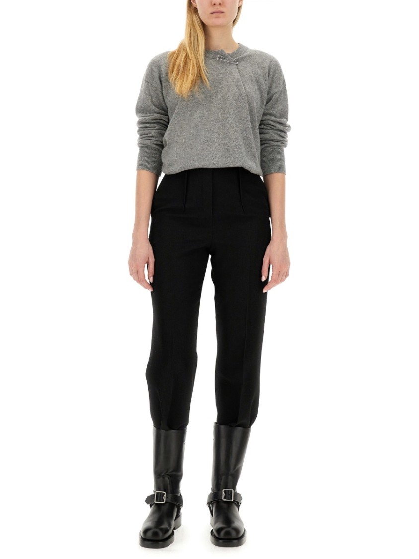 Burberry Cashmere Sweater With Unique Kilt Pin Detail In Grey