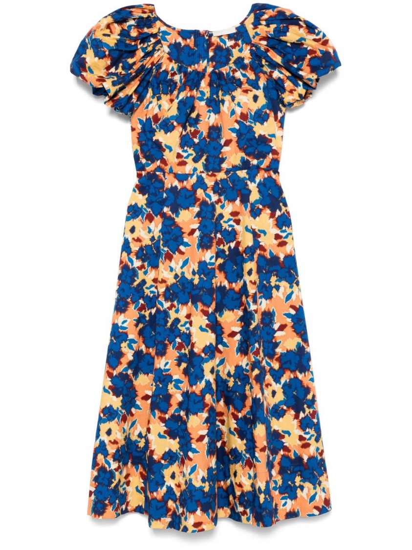Ulla Johnson Imara Floral Cotton Poplin Midi Dress In Blue