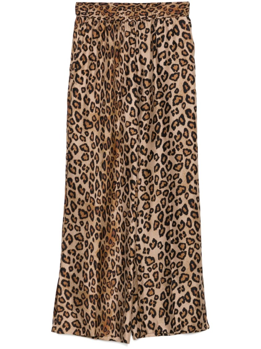 Alberto Biani Leopard Silk Pants In Animal Print