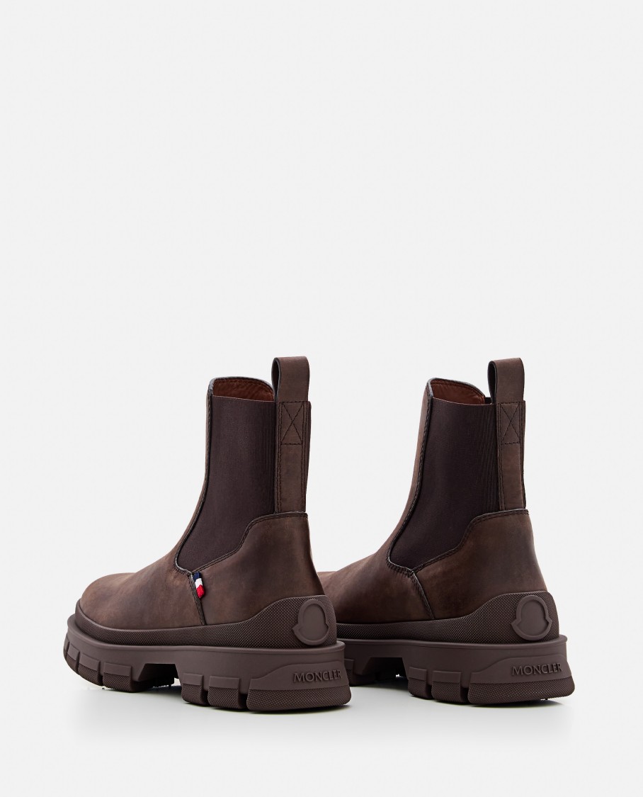 Shop Moncler Hevea Chelsea Ankle Boots In Brown