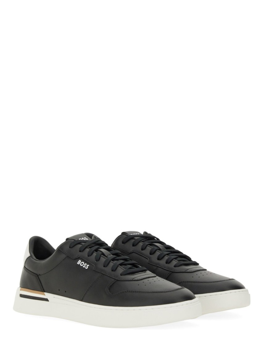Hugo Boss Boss Sneaker In Pelle In Black