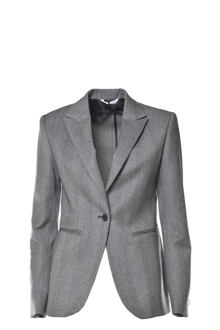 Tonello Single-breasted Virgin Wool Herringbone Blazer - Grey