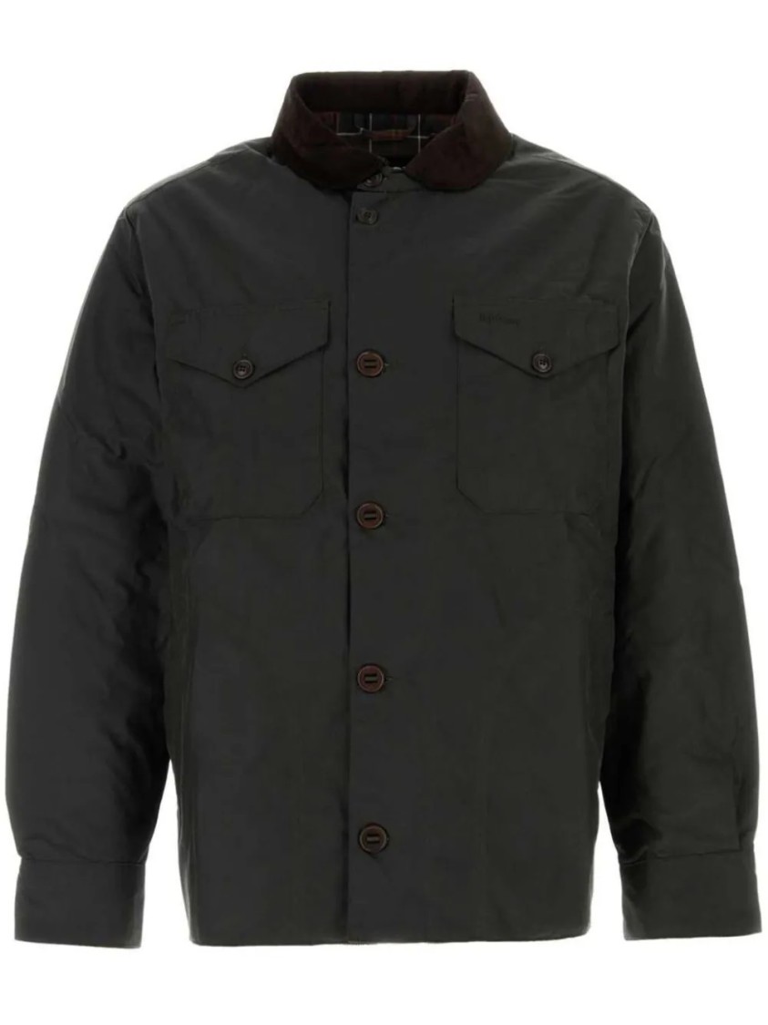 Barbour Bottle Green Embroidered Logo Jacket In Black