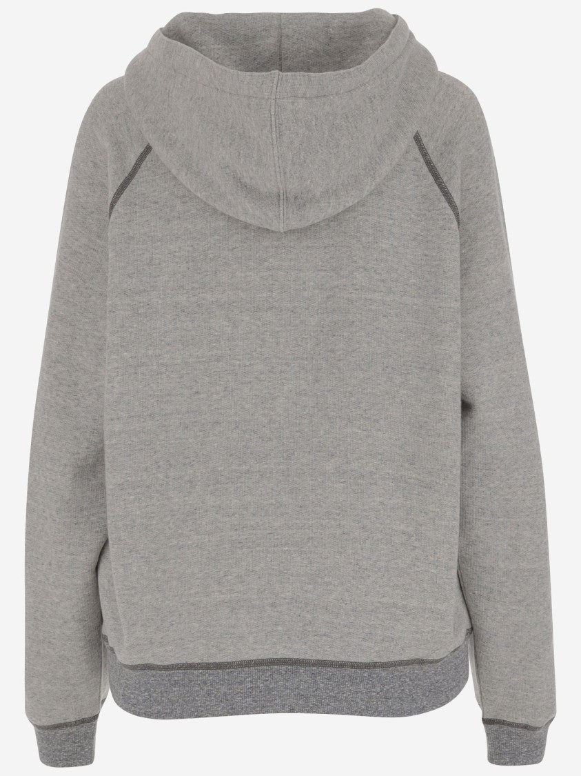 Chloé Cotton Blend Sweatshirt With Drawstring Hood And Logo In Gray