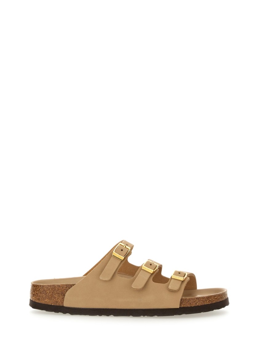 Birkenstock Beige Leather Florida Slippers