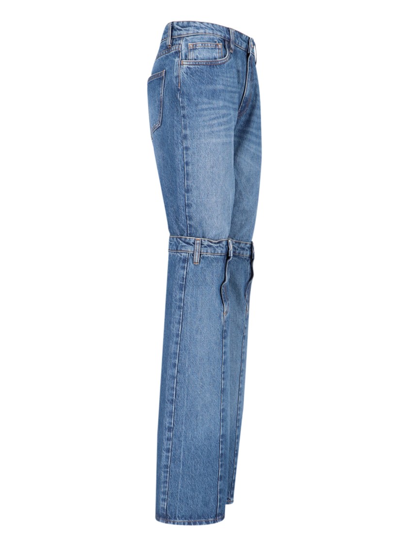 COPERNI COPERNI OPEN KNEES BOOTCUT JEANS IN BLUE DENIM