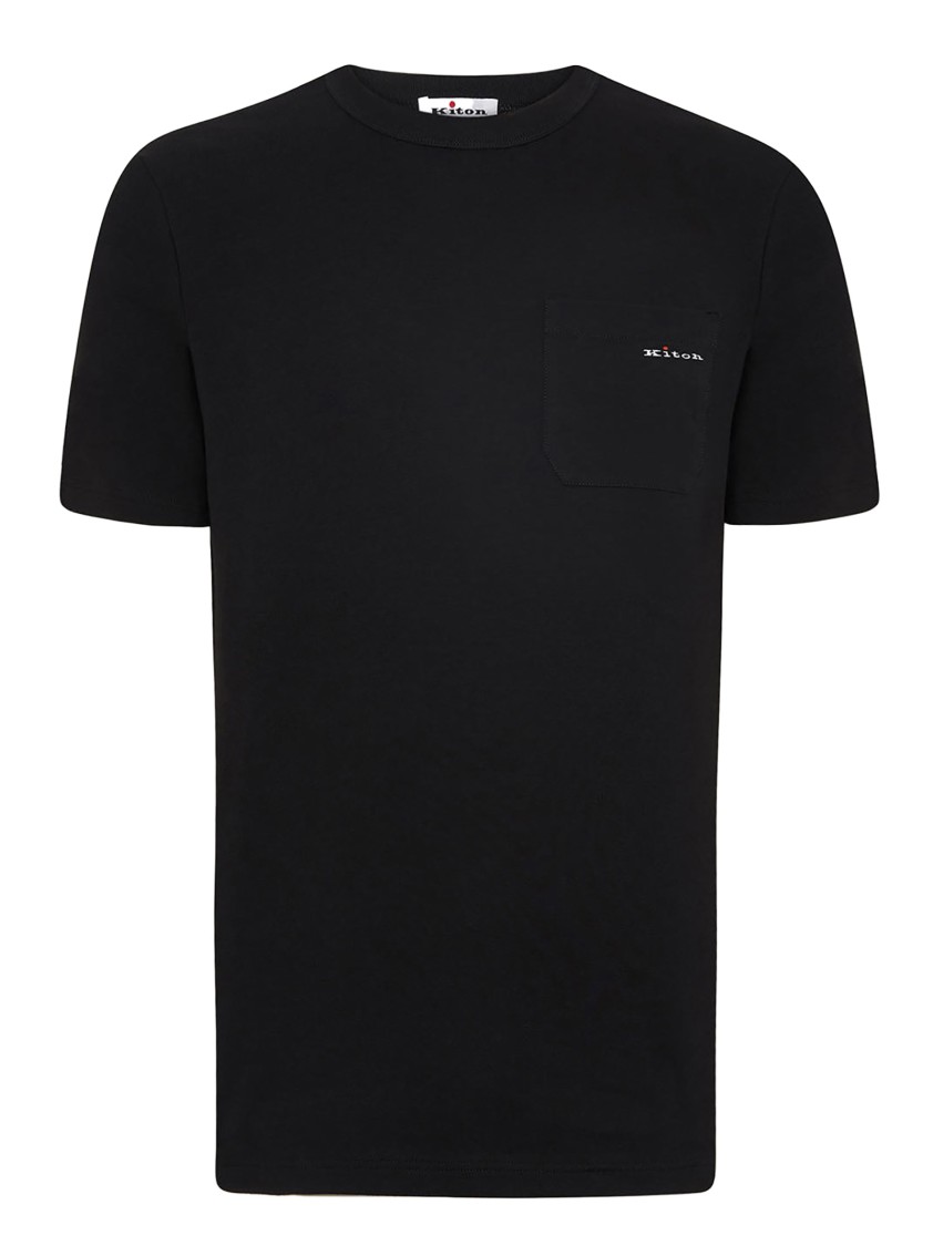 KITON KITON COTTON JERSEY T-SHIRT WITH EMBROIDERED LOGO POCKET 